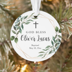 Grüne personalisierte Taufe Acryl-Ornament Ornament