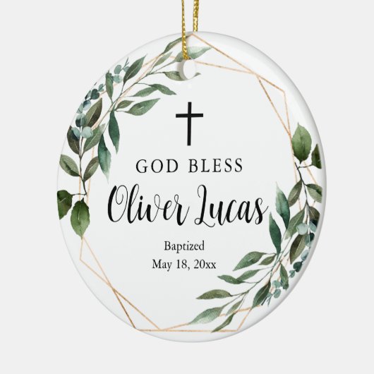 Grüne Personalisierte Taufe Keramik Keramik Ornament (Links)