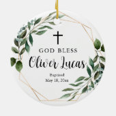 Grüne Personalisierte Taufe Keramik Keramik Ornament (Hinten)