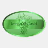 Grüne Personalisierte Weinetiketten Ovaler Aufkleber (Vorderseite)
