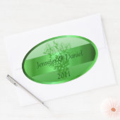 Grüne Personalisierte Weinetiketten Ovaler Aufkleber (Umschlag)
