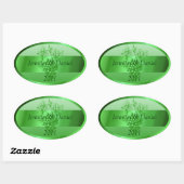 Grüne Personalisierte Weinetiketten Ovaler Aufkleber (Blatt)