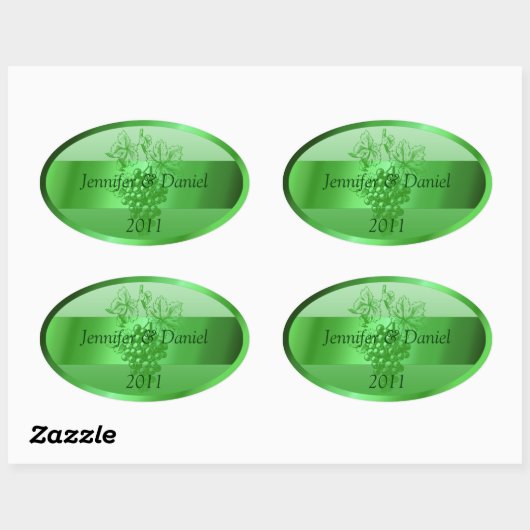 Grüne Personalisierte Weinetiketten Ovaler Aufkleber (Blatt)