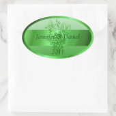 Grüne Personalisierte Weinetiketten Ovaler Aufkleber (Tasche)