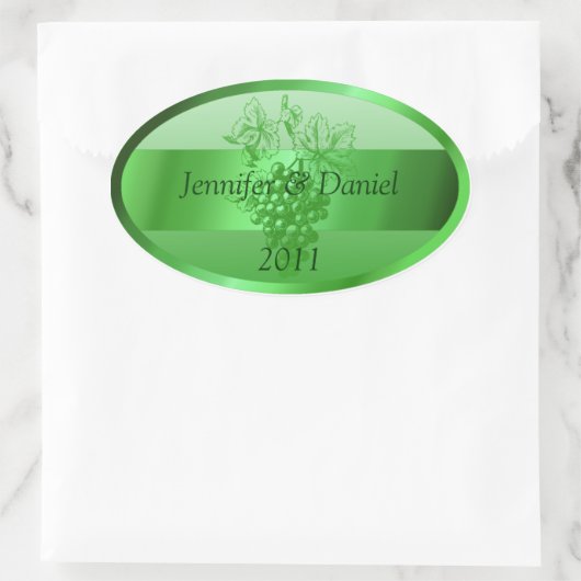 Grüne Personalisierte Weinetiketten Ovaler Aufkleber (Tasche)