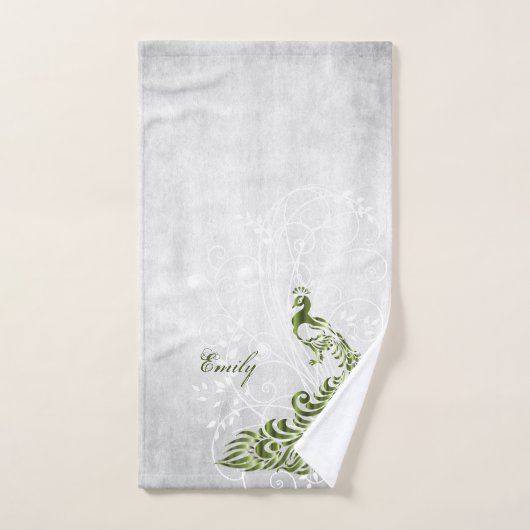 Grüne Pfau Personalisierte Badetücher Badhandtuch Set (Handtuch)