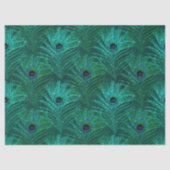 Grüne Pfauenfedern auf grünem Dekoupage Seidenpapier (Vorderseite)