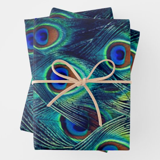 Grüne Pfauenfüßer Geschenkpapier Set (Beispiel)