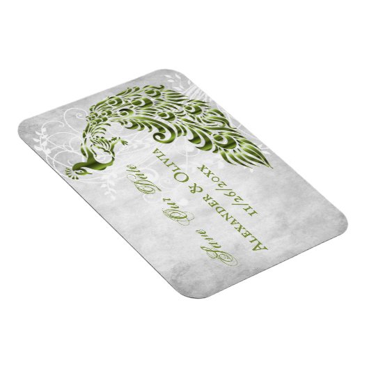 Grüne Pfauenleder Wein retten Datum Magnet (Rechte Seite)