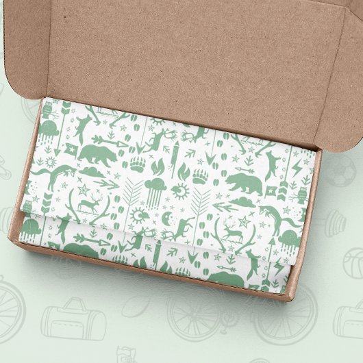 Grüne Pfeile Hirschbären und Wolkenmuster Seidenpapier