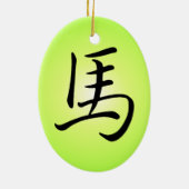 Grüne Pferdekopf-Schwarz-Symbol-Verzierung Keramik Ornament (Hinten)