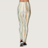 Grüne Pfirsichcreme-Streifen Leggings (Rückseite)