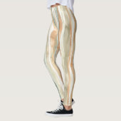 Grüne Pfirsichcreme-Streifen Leggings (Links)