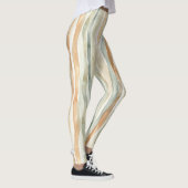 Grüne Pfirsichcreme-Streifen Leggings (Rechts)