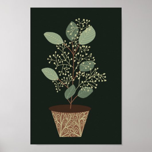 Grüne Pflanze Eukalyptus Blattsamen Terracotta Poster (Vorne)
