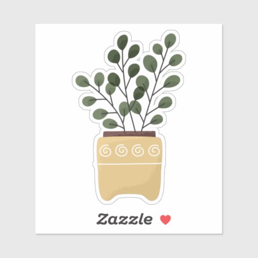 Grüne Pflanze in einem durchsichtigen Aufkleber (Blatt)