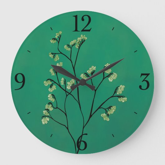 Grüne Pflanze Minimalistisch Botanische Kunst Große Wanduhr (Vorderseite)