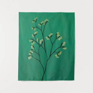 Grüne Pflanze Minimalistisch Botanische Kunst Wandteppich