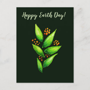 Grüne Pflanze Orange Berries Earth Day Postkarte