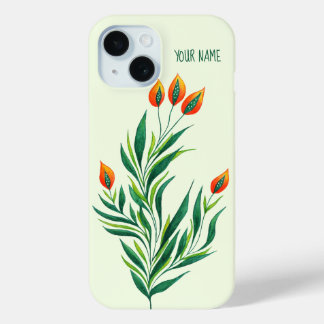 Grüne Pflanze Orange Buds Abstrakt Botanischer Nam Case-Mate iPhone Hülle
