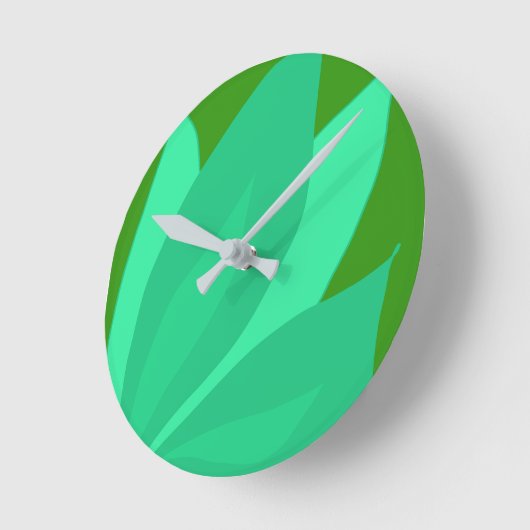 Grüne Pflanze Runde Wanduhr (Winkel)
