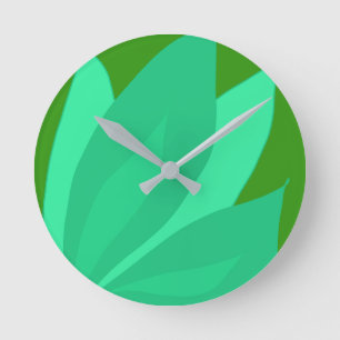 Grüne Pflanze Runde Wanduhr