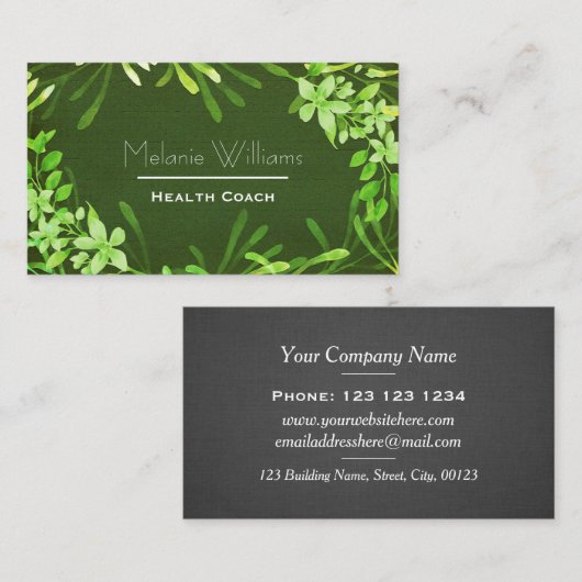 Grüne Pflanze Texturiert Sehen Gesundheit Wohlbefi Visitenkarte (Vorne/Hinten)