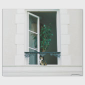 GRÜNE PFLANZE ÜBER DAS WEISSE FENSTER GESCHENKPAPIER (Flach)