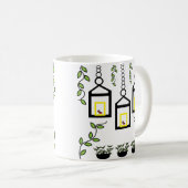 Grüne Pflanze Vogelschutzmuster Kaffeetasse (VorderseiteRechts)