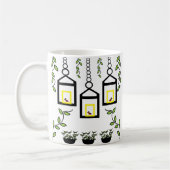 Grüne Pflanze Vogelschutzmuster Kaffeetasse (Links)