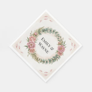 Grüne Pflanzen Mit Rosa Blumen Romantische Hochzei Serviette
