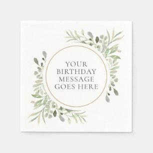 Grüne Pflanzen Weiche Eukalyptusblätter Geburtstag Serviette