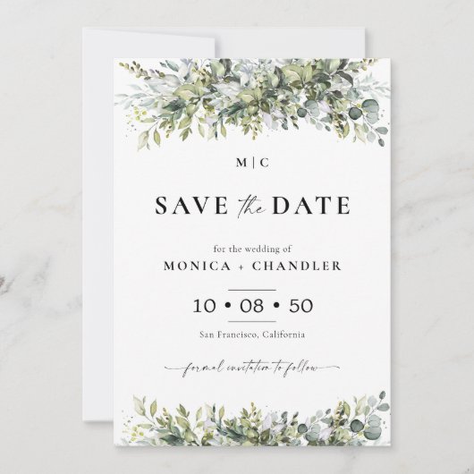 Grüne pflanzliche Speichern Sie die Datumskarten Einladung (Vorderseite)