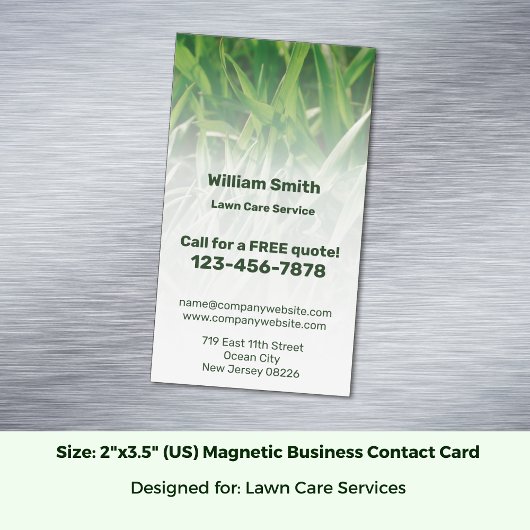 Grüne Pflege für das Foto "Benutzerdefinierter Die Magnetische Visitenkarte