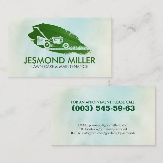 Grüne Pflege- und Wartungskarte Visitenkarte (Vorne/Hinten)