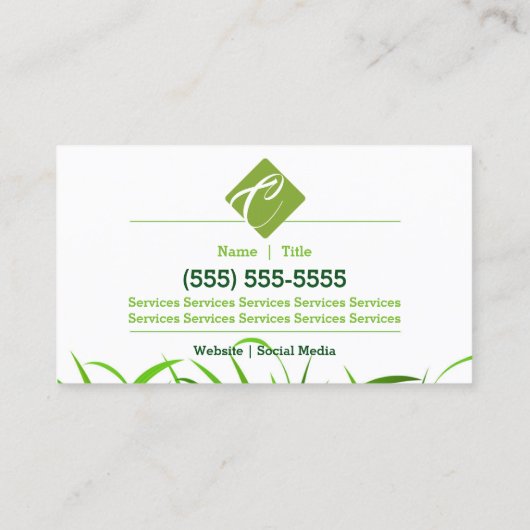 Grüne Pflegekarte Visitenkarte (Rückseite)