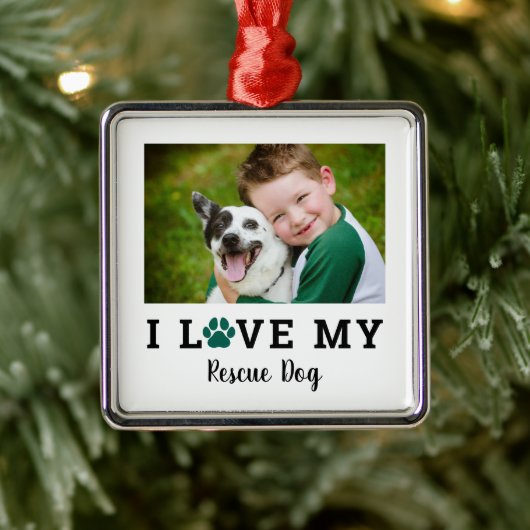 Grüne Pfote Print Custom Dog Bree Foto Ornament Aus Metall (Baum)