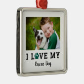 Grüne Pfote Print Custom Dog Bree Foto Ornament Aus Metall (Rechts)