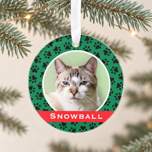 Grüne Pfotenabdrücke von Haustieren Personalisiert Ornament