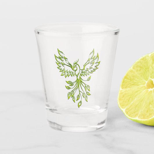 Grüne Phoenix steigt Schnapsglas (Vorderseite)