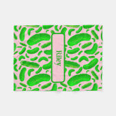 Grüne Pickeln auf weichem rosa Hintergrund Fleecedecke (Vorderseite (Horizontal))