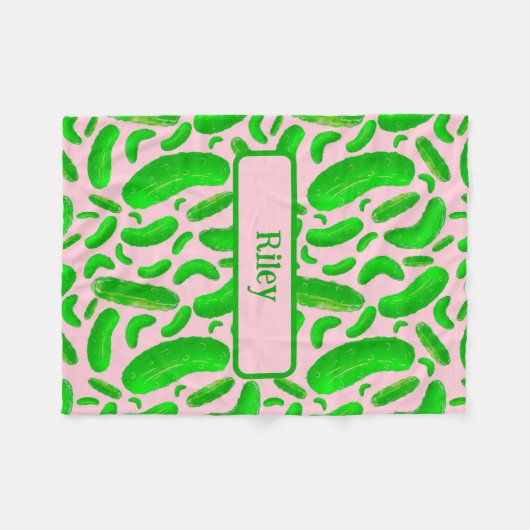 Grüne Pickeln auf weichem rosa Hintergrund Fleecedecke (Vorderseite (Horizontal))