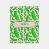 Grüne Pickeln auf weichem rosa Hintergrund Fleecedecke (Vorderseite)