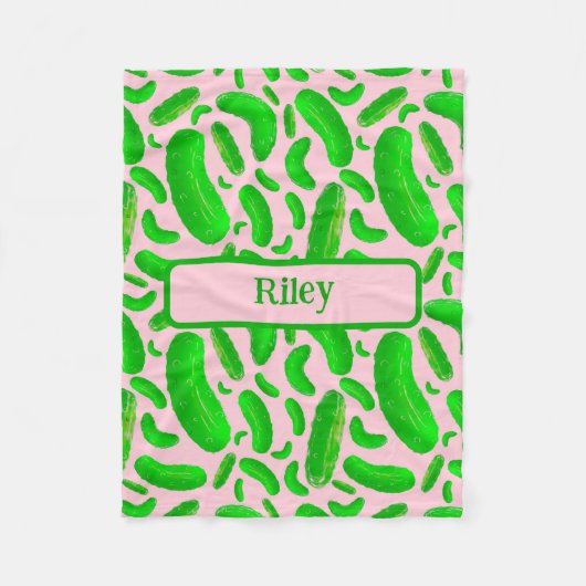 Grüne Pickeln auf weichem rosa Hintergrund Fleecedecke (Vorderseite)