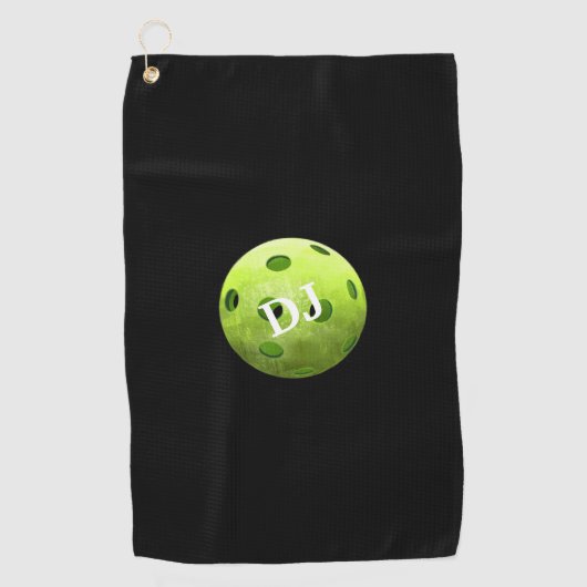 Grüne Pickleball-Initialen Sweat Towel Golfhandtuch (Vorderseite)