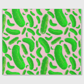 Grüne Pickles Rosa Hintergrund Geschenkpapier (Flach)