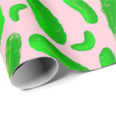 Grüne Pickles Rosa Hintergrund Geschenkpapier (Rolleneckpunkt)
