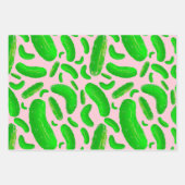 Grüne Pickles Rosa Hintergrund Geschenkpapier Set (Vorderseite 3)