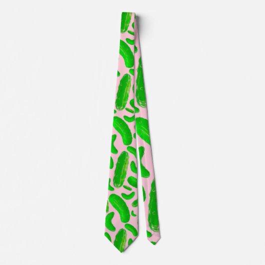 Grüne Pickles Rosa Hintergrund Krawatte (Vorderseite)
