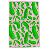 Grüne Pickles Rosa Hintergrund Mittlere Geschenktüte (Vorderseite)